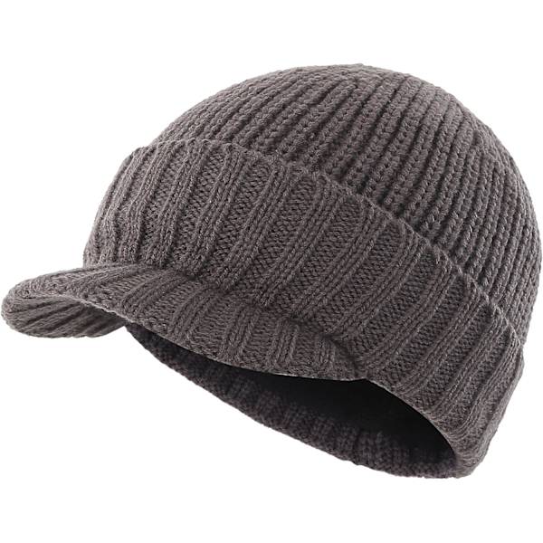 Herre Uteklær Newsboy Hat Vinter Varm Tykk Strikket Lue Cap med Visor