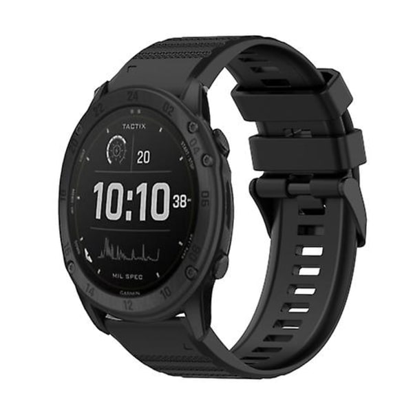 Til Garmin Tactix Delta 26mm Horisontal Tekstur Silikone Urrem Med Fjernelsesværktøj EWL Black