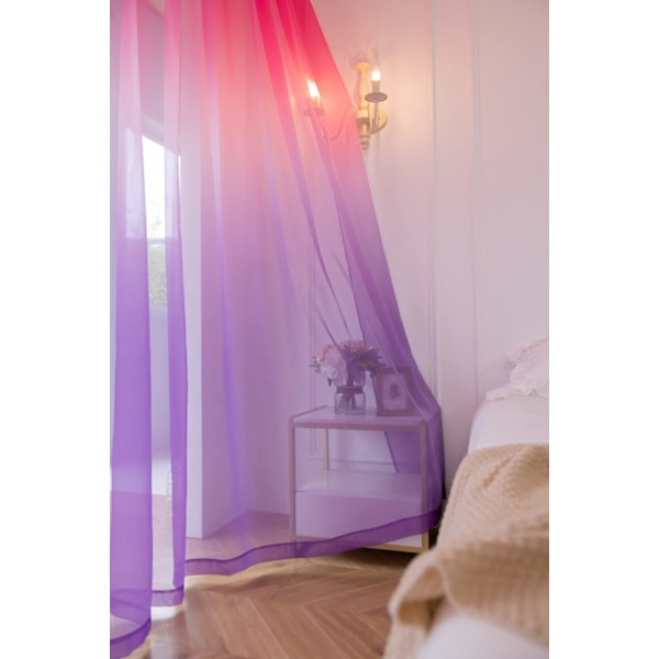Gradient Skira Gardiner - 84\" Längd x 52\" Bredd (Set om 2) - Kanalgardiner i 15 Färger & 16 Storlekar för Sovrum/Vardagsrum