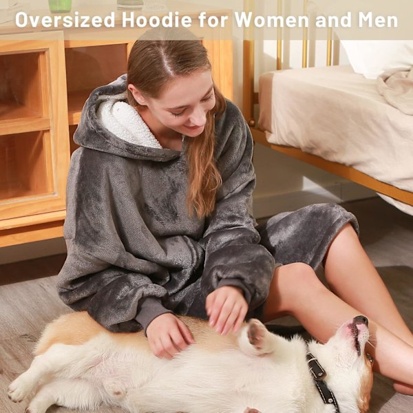 Bärbar filttröja - Överdimensionerad Sherpa Fleece med