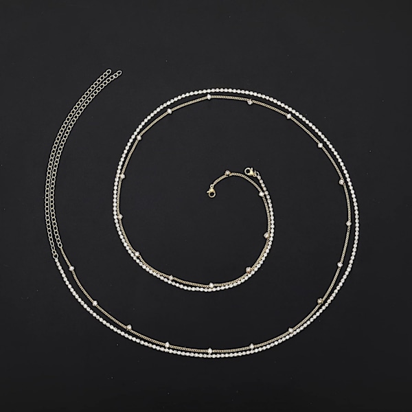 2st 26-43 tum 18K guldpläterad midjekedja Pearl Cz Belly