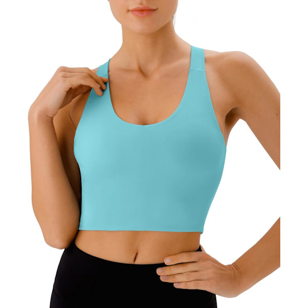 Sport-BH för kvinnor Criss-Cross Back vadderade träningstankar Medium Support