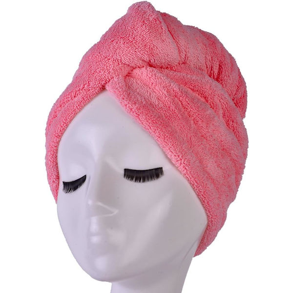 Mikrofiber Hårhandduk Twist Cap - Ultra Absorberande (rosa)