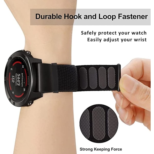 Kompatibel med Garmin Fenix ​​7X/6X/6X Pro/5X/5X Plus, 26 mm nylon