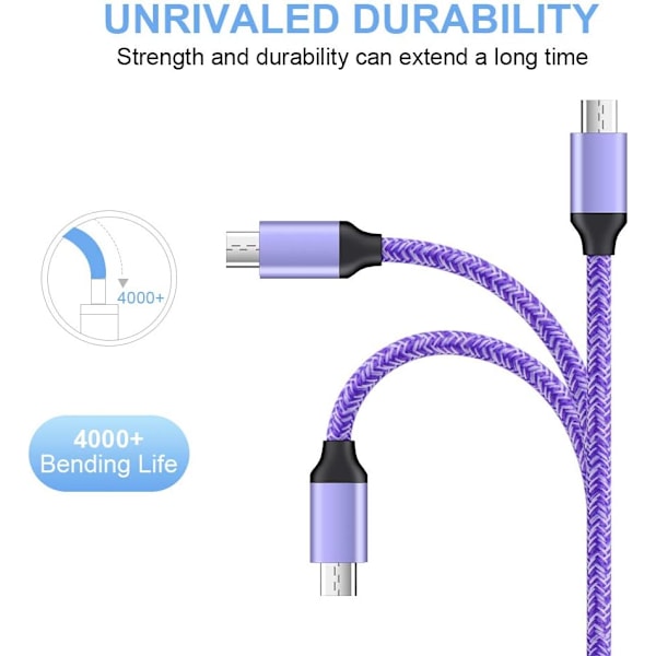 Android Laddningsblock, Mikroladdningskabel 6 Ft, Dual Port