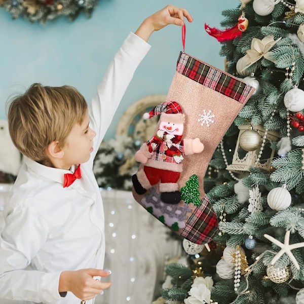 18\" Jule Strømper Klassiske Store Strømper, Søte Elg Snømann Jul Jul