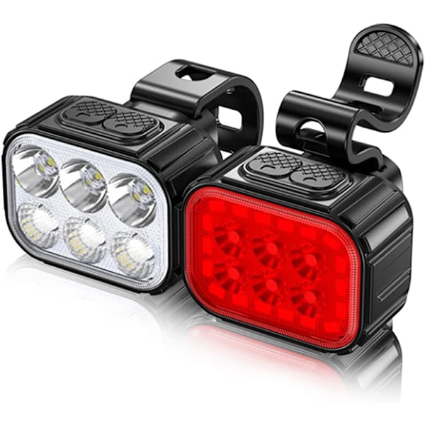 USB Rechargeable Bike Light Set. Super Bright Bike Lights Front and