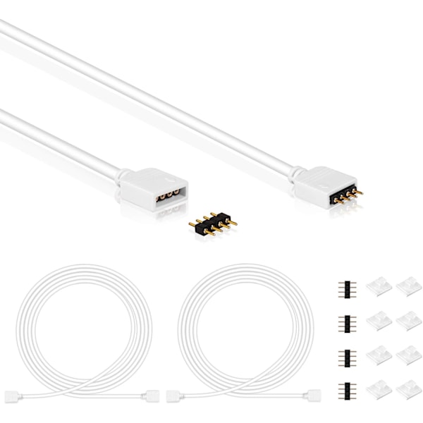 2 LED-förlängningskablar - 2M ljusremsanslutningar med självhäftande