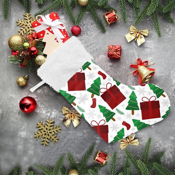 Julklapp, Personliga Julklappsstrumpor 2-pack Julgran Snöflinga 45,7 cm Julstrumpor Hängande Ornament Eldstad för Träd