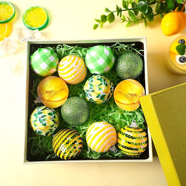 12 st sommarcitronträd prydnad gulgrön sommarträd dekoration citronboll