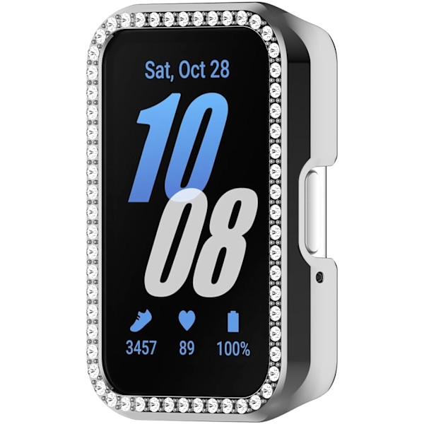 Bling Etui Kompatibelt med Galaxy Fit 3 SM-R390 Ur Diamant Glitter PC Bumper Beskyttelsescover Dame Krystal Skinnende Rhinestone Etuier Smartwatch