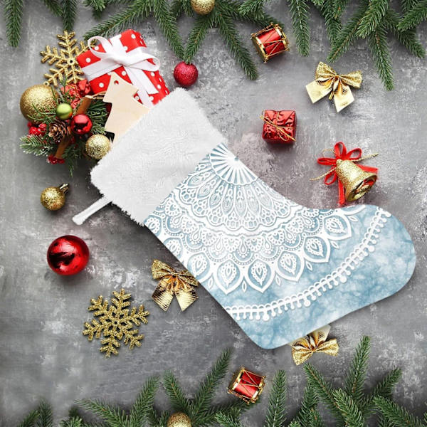 Julklapp, Personliga Julklappsstrumpor 2-pack Söt Abstrakt Blå Mandala 45,7 cm Julstrumpor Hängande Ornament Eldstad för Ba