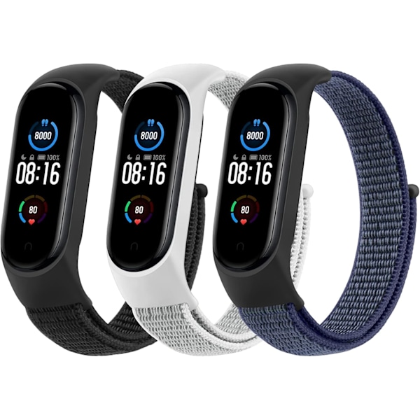 Nylon för Xiaomi Mi Band 5/ Mi Band 6, 3-pack mjukt armband