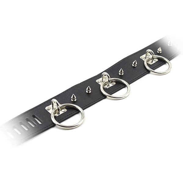 Halsband Choker med koppel, Punk Mjukt Läder Justerbar Choker, O-Ring Hals