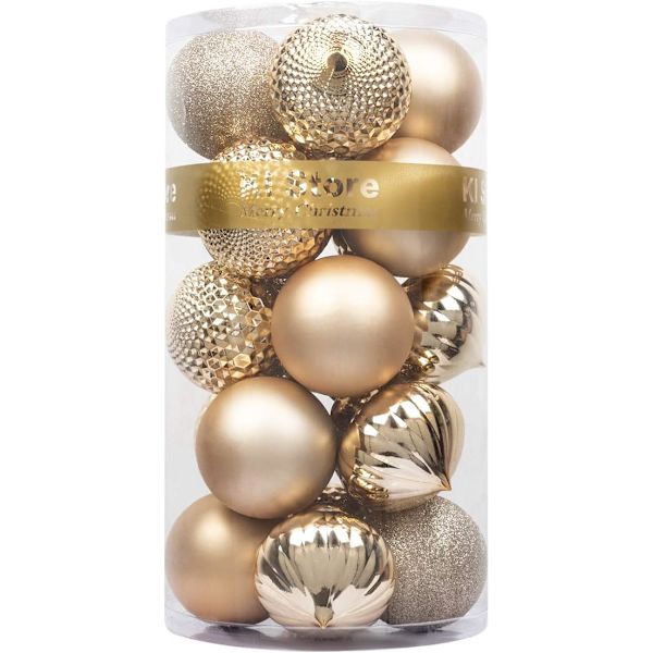 Champagne julekuler 20 stk 3,15 tommers juletrepynt ornamenter
