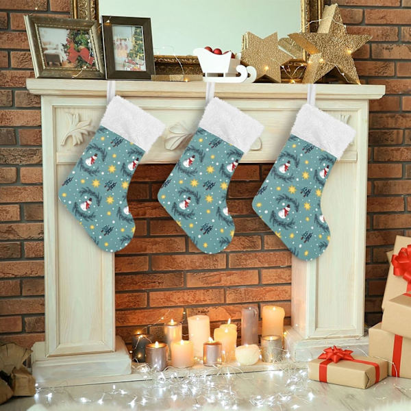 Julklapp, Personliga Julklappsstrumpor 2-pack Snöflinga Snögubbe Blå 18 tum Julstrumpor Hängande Ornament Eldstad för Träd