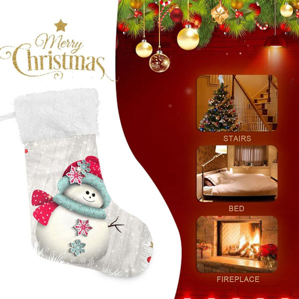 Julklapp, Personliga Julklappsstrumpor 2-pack Jul Snögubbe Snöflinga Vit 18 tum Julstrumpor Hängande Ornament Ka