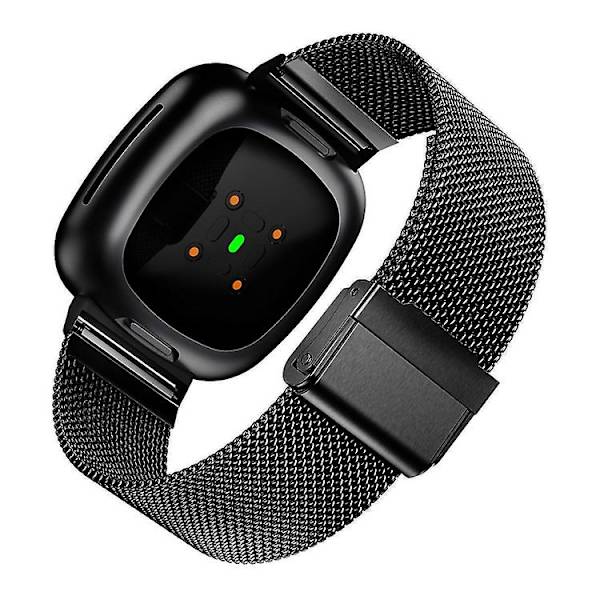 För Fitbit Versa 4 / Sense 2 Universal Metal Stainless Steel Buckle Watch Band RTJ Black