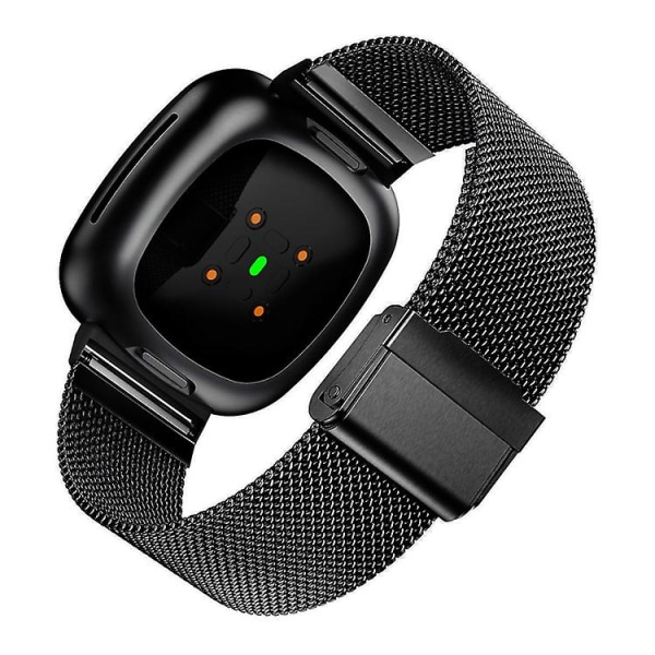 Til Fitbit Versa 4 / Sense 2 Universal Metal Rustfrit Stål Spænde Urrem RTJ Black