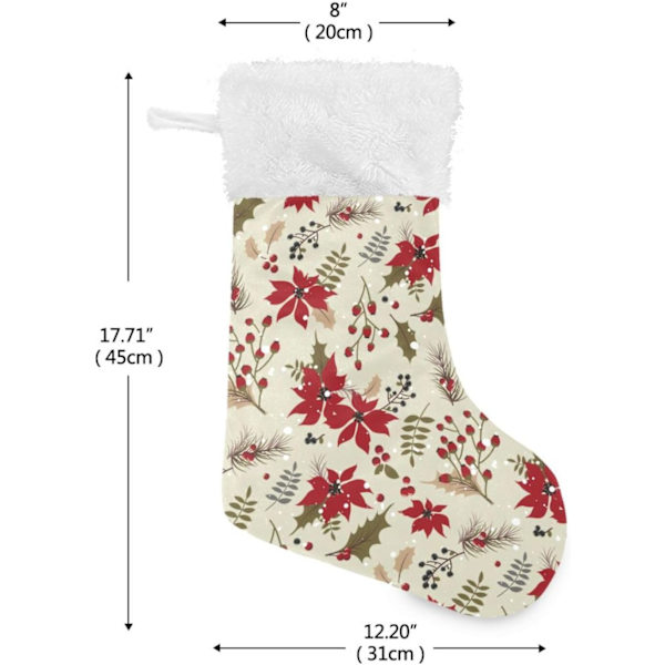 Jule-Strømpe, Personlige Jule-Strømper 2-pakning Jule-Stjerne Blomst Bær Jul 45,7 cm Jule-Strømper Hængende Ornament Kam