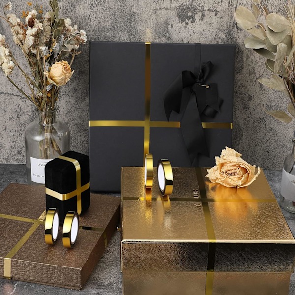 Guldtejp Grafisk tejp Metallisk spegeltejp - DIY Grafisk tejp Metallisk spegelomslag (Guld, 4 rullar)
