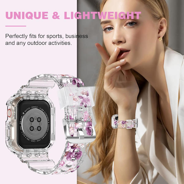 Kompatibel med krystalklare Apple Watch-rem, 45 mm 44 mm