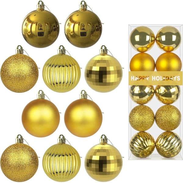 Guld 2,5\" Julgranskulor Julgransdekorationer Ornament Oskadliga