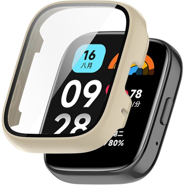 Beskyttende etui kompatibelt med Redmi Watch 3 Active/Redmi Watch 3 Lite etui, hård PC hærdet glas bumper ultratyndt fuldt cover til Xiaomi Watch