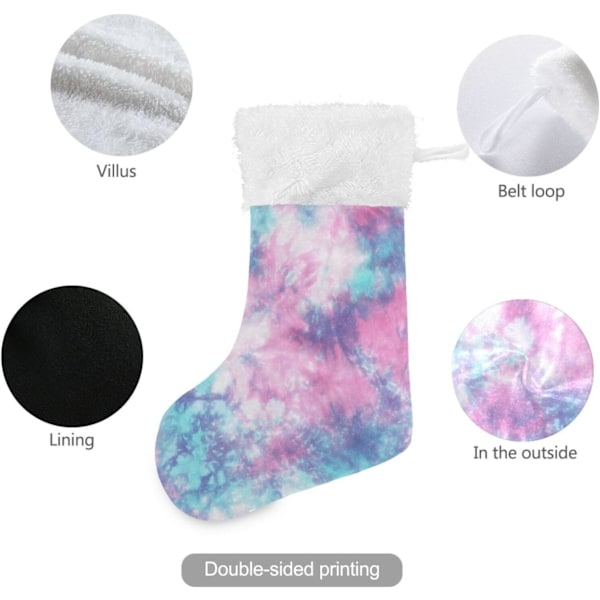 Julklapp, Personliga Julklappsstrumpor 2-pack Kalejdoskop Tie Dye Regnbågsutskrift 18 tum Julstrumpor Hängande Ornament Kamin