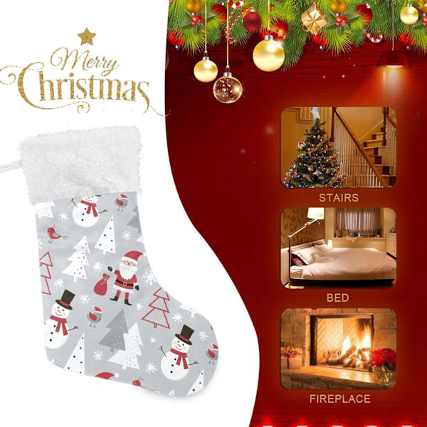 Julklapp, Personliga Julklappsstrumpor 2-pack Jul Tomte Snögubbe Fågel 18 tum Julstrumpor Hängande Ornament