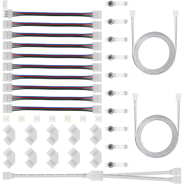 Oppgradert LED-lysstripekoblingssett - 10mm 5050 4-pinners RGB LED-lysstripekoblinger