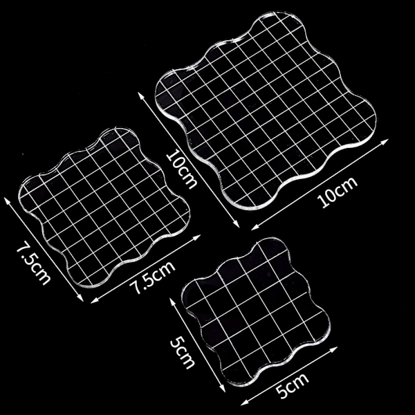 Klart stempelblokksett - 3 blokker med rutenett for DIY-stempling