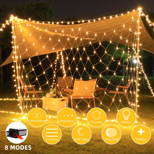 Julgransbelysning ljusslingor utomhus, nätnätbelysning 200 LED-lampor vattentät, för inomhus, gardin, träd, halloween, buske, fest,