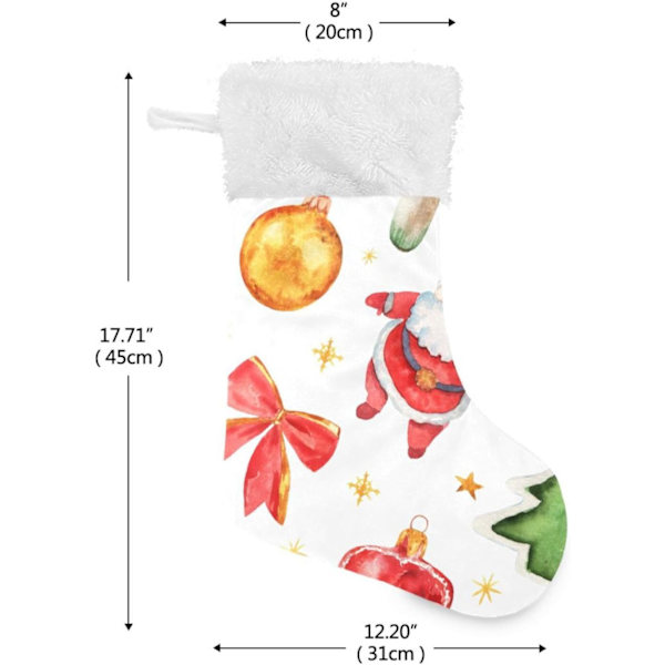Julklapp, Personliga Julklappsstrumpor 2-pack Jul Tomte Svamp Klockor Stjärnor Vit 18 tum Julstrumpor Hängande