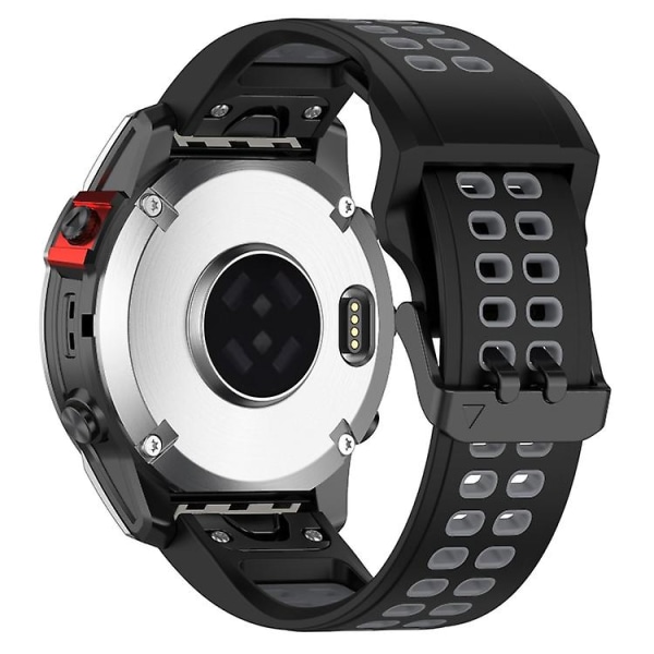 Til Garmin Descent G1 / Coros Vertix 22mm Quick Release Dobbelt Række Silikone Urrem CVD Black Grey