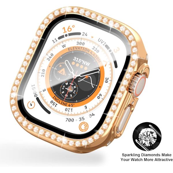 2+2-pack Bling-fodral för Apple Watch Ultra 49 mm skärmskydd,2
