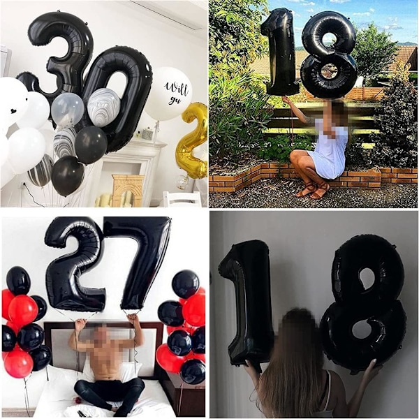 2 Balloner Nummer 18 Sort - 18-års Fødselsdag Dekoration