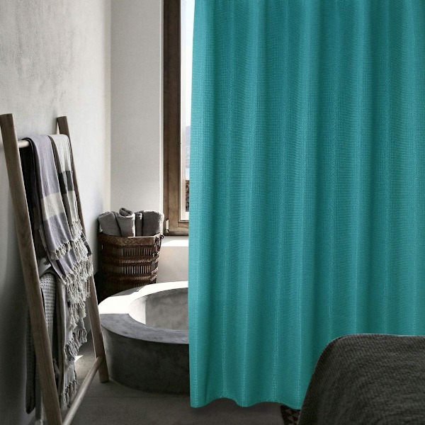 Teal Blue Shower Curtains for Bathroom 72 inches Long Waffle Shower