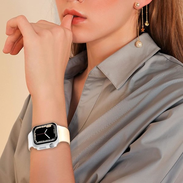Kompatibelt Apple Watch Series 6 40mm Etui med Skærmbeskytter Anti-Ridse Stødsikkert Hårdt PC og Hærdet Glas Film Bumper Etui til Apple Watch Se