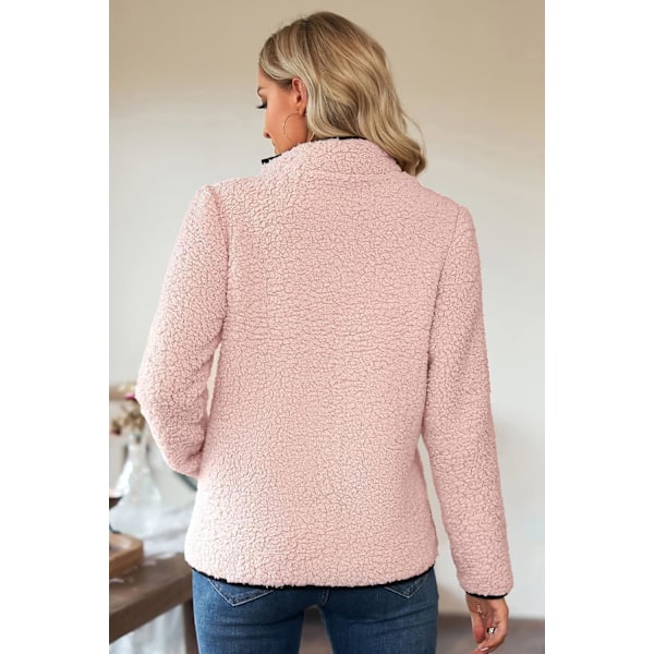 Mysig fleece-pullover för kvinnor med ståkrage och dragkedja