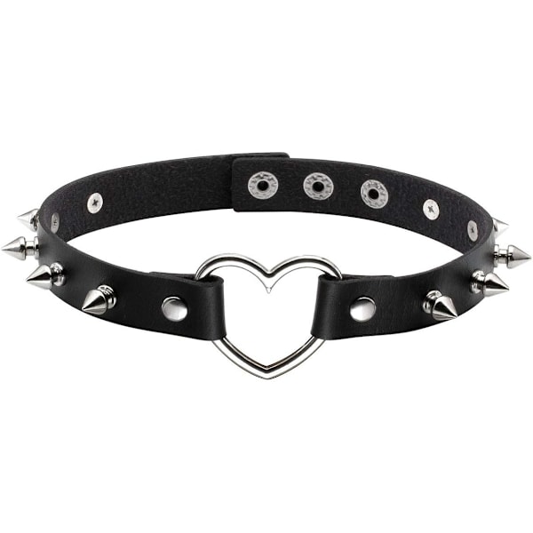 Vintage Punk Goth Studded Rivet Pu Læder Halskæde Choker