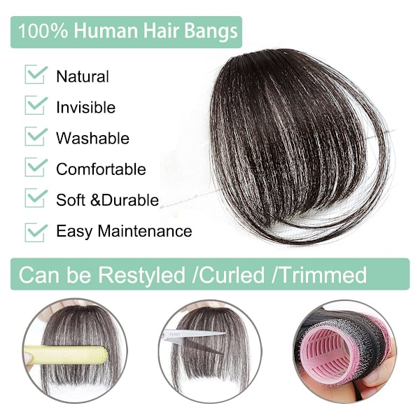 Bangs hårklips i ekte menneskehår extensions Wispy Bangs