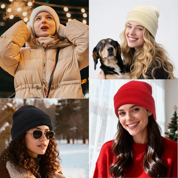 wxsp 2-pack Dam Satinfodrad Mössa Hatt Sidenfoder Vintermössor Mössor för Kvinnor Mjuk Slouchy Mössa Skull Cap Svart+svart One