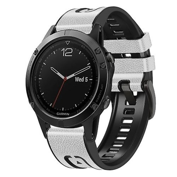 For Garmin Fenix 7 Quick Release Silikone Læder Rem HTK White