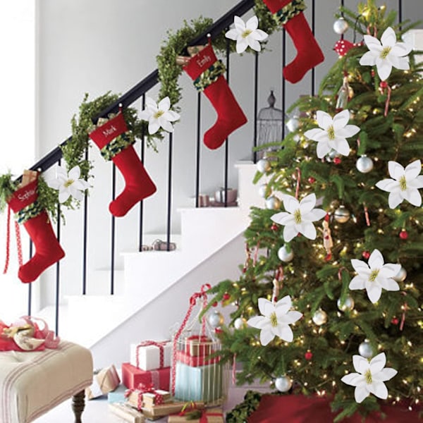 10 stj konstgjorda julblommor julstjärnor buskar siden julstjärnor blommor
