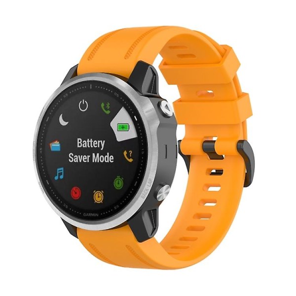 For Garmin Fenix 6s 20mm Quick Release Officiel Tekstur Rem Armbånd Med Plastik Knap EFY Amber Yellow