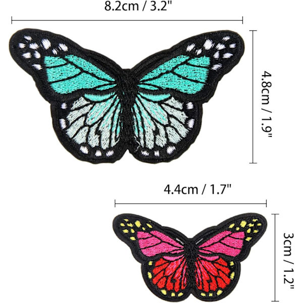 20 stk Butterfly strykejern på lapper - Broderte Sy Applikasjon Reparation Patch