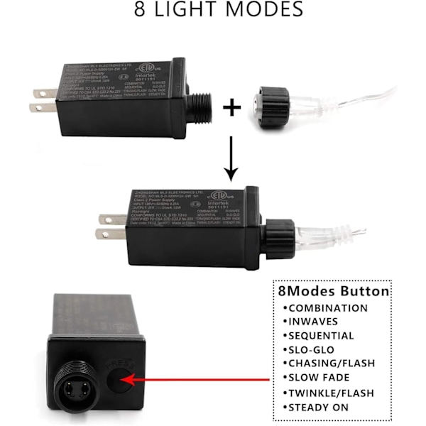 12 stjerner 138 LED stjernelys, gardinlyssnor for soverom med 8 belysning