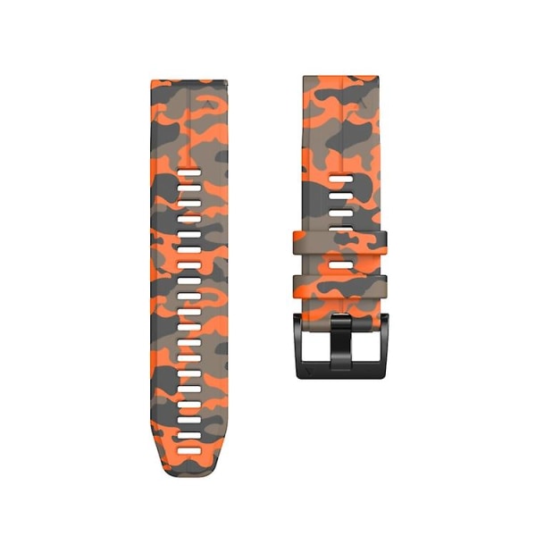 For Garmin Fenix ​​7x Camouflage Silicone Watch Band SWJ Orange