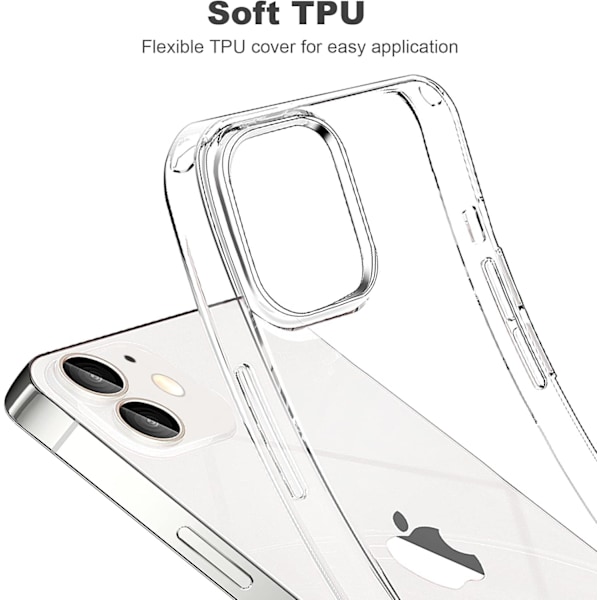 Kompatibel med iPhone 12 Mini Deksel, Mykt Gjennomsiktig Støtsikkert Beskyttende Slankt Tynt Bumper Telefondeksel, Klar Klar